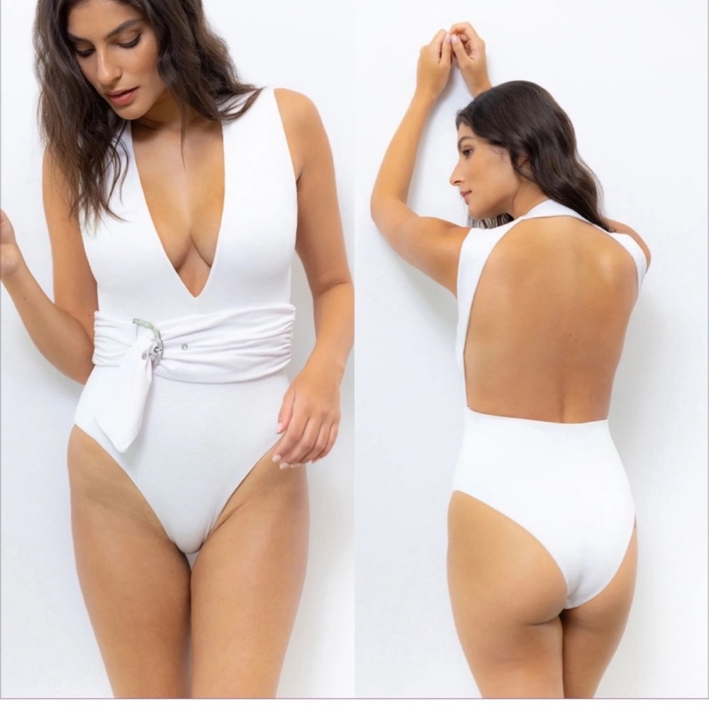 EUC White Revel swimsuit. Sparkly white color.